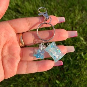 Cute blue candy gummy bear lanyard keychain